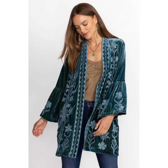 NWT Johnny Was Talithia Velvet Embroidered Kimono Sz M - Picture 1 of 8
